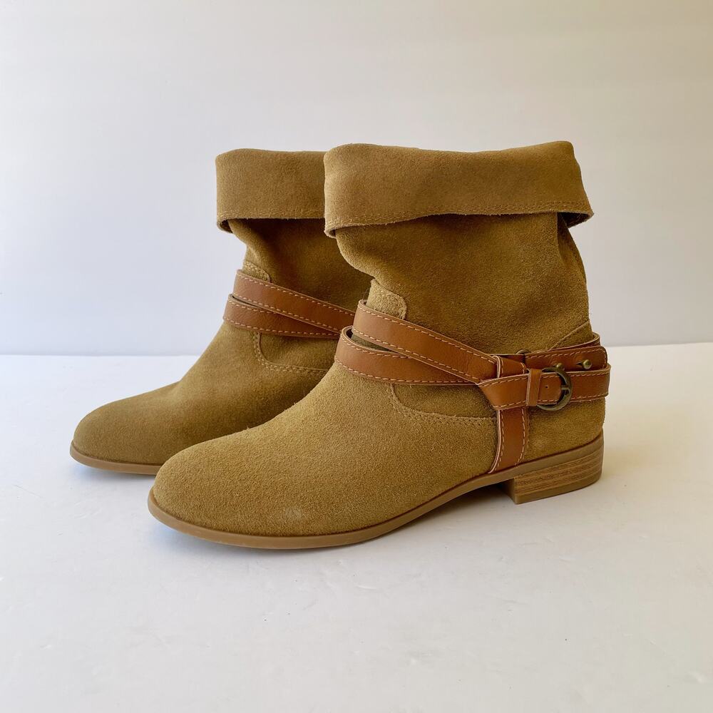 Seychelles Tan Suede Slouch Boots 6 Moto Harness Biker